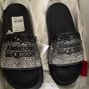 Alexander McQueen Black and Silver Embellished Sandals